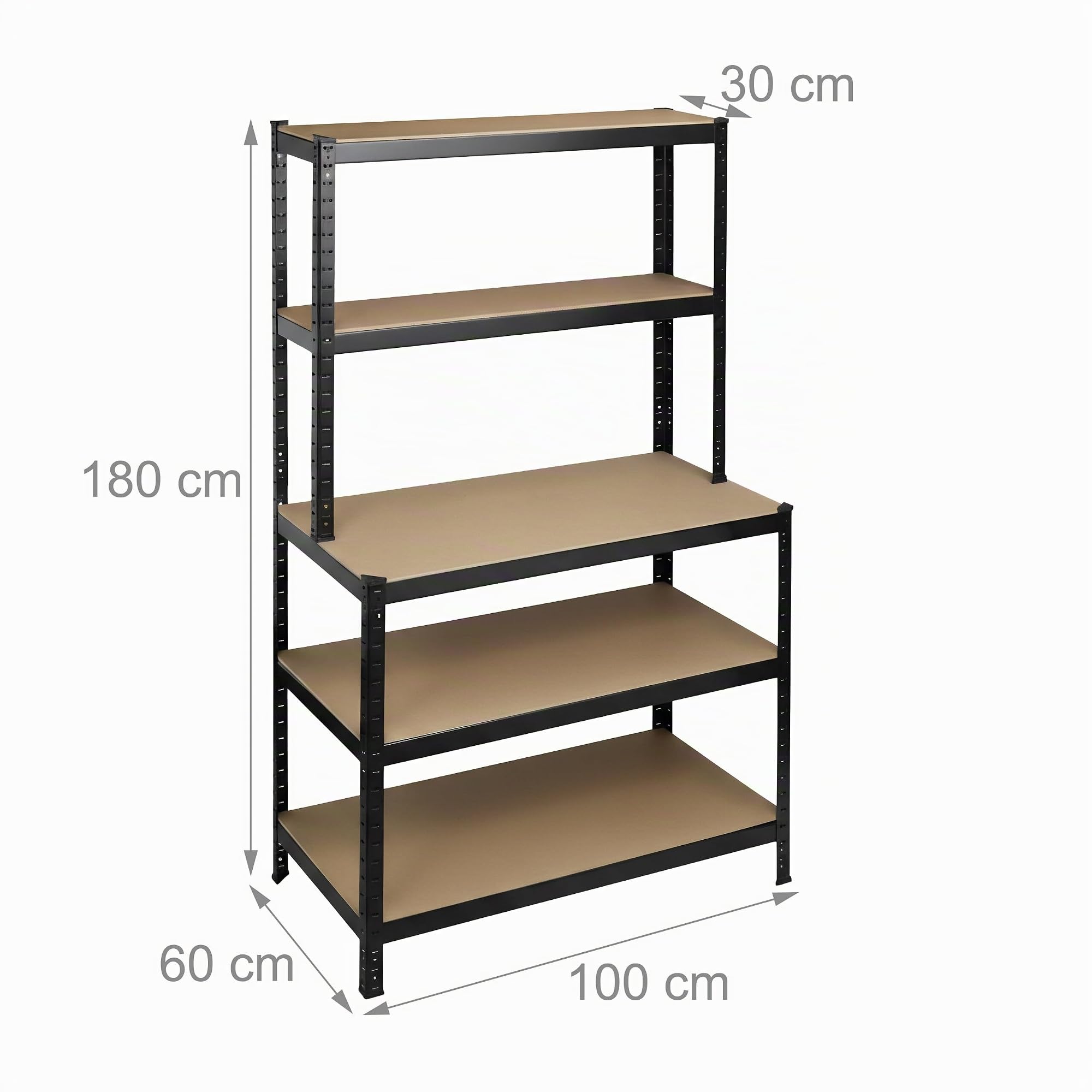 Relaxdays Scaffale Pesante con banco da Lavoro, 500 kg, 5 Ripiani, H x L x P: 180 x 100 x 60 cm