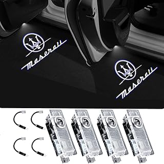 Car Door LED Logo Light Courtesy Projector Welcome Lights Ghost Shadow Light Compatible with Maserati Quattroporte2009-2017 Ghibli 2014-2017 Ghost Lights Welcome Puddle Lights Accessories 4 Pack