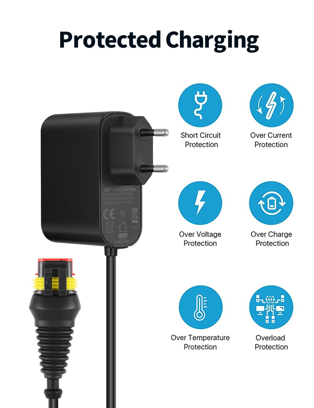 Adaptador de alimentación para cortacésped de 28 V 1,3 A, compatible con Gardena R50Li, R80Li, R40li, R45Li, R70Li, Sileno City, Sileno Life, Sileno Minimo, cortacésped Husqvarna Automower 105, 310,