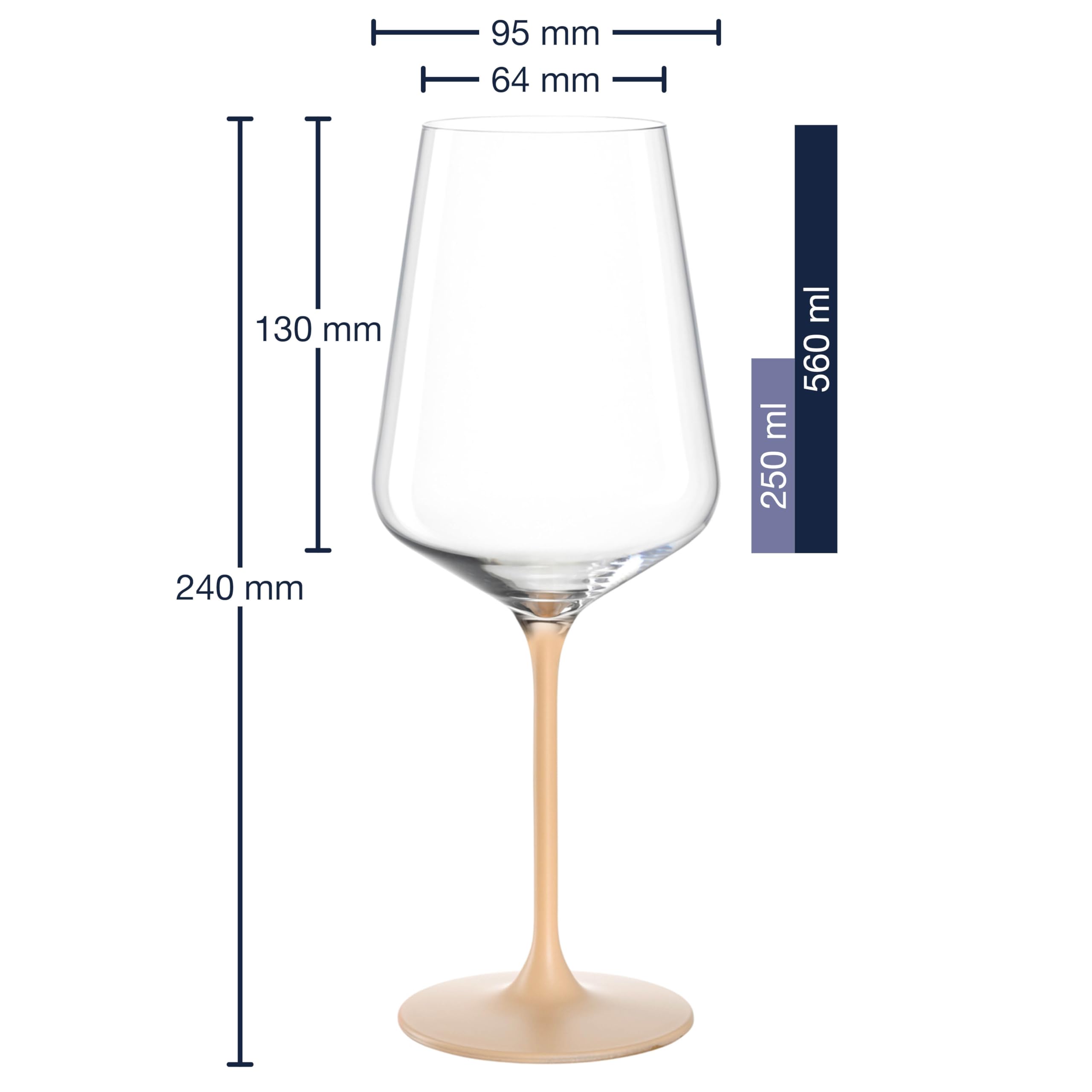 LEONARDO HOME Brera 046980 - Set di 6 calici lavabili in lavastoviglie, di alta qualità e moderni, bicchieri da cocktail alla moda e colorati per casa, feste, 560 ml