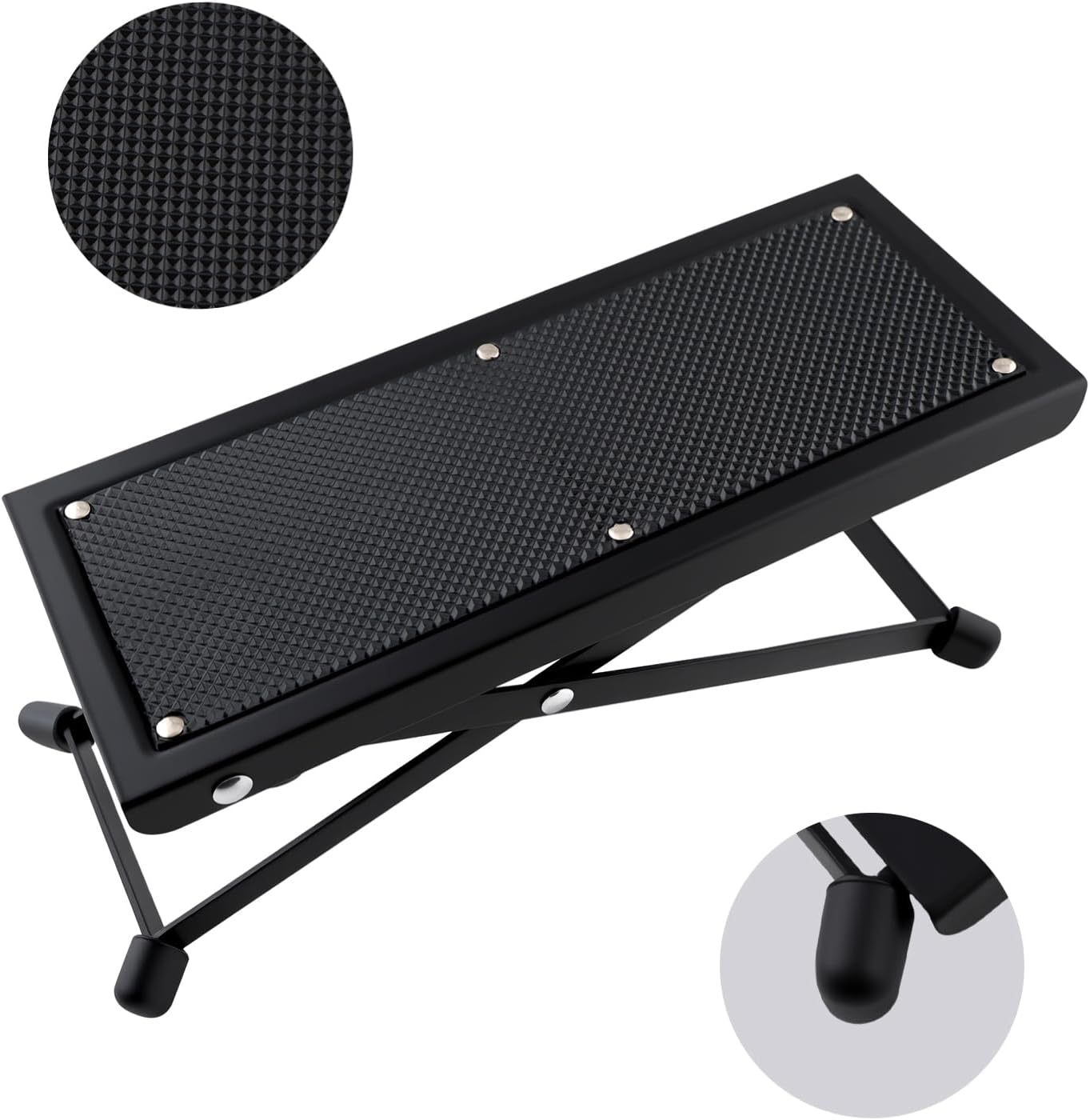 Metal Guitar Pedal Foot Rest 4-Position Adjustable Height Footrest