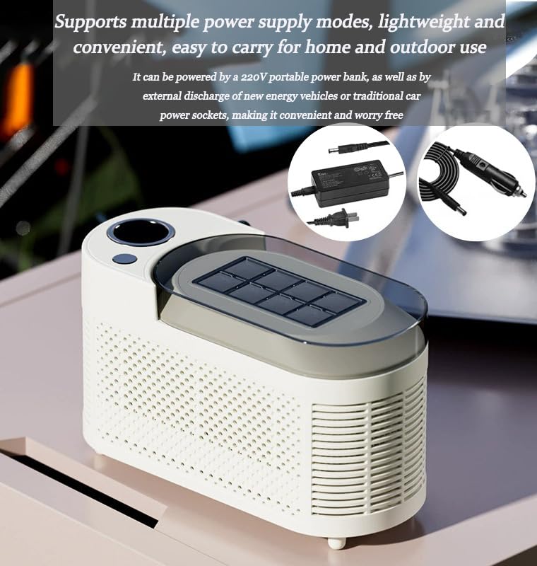 Fabricadora de hielo pequeña y portátil 12V crema miniatura 5