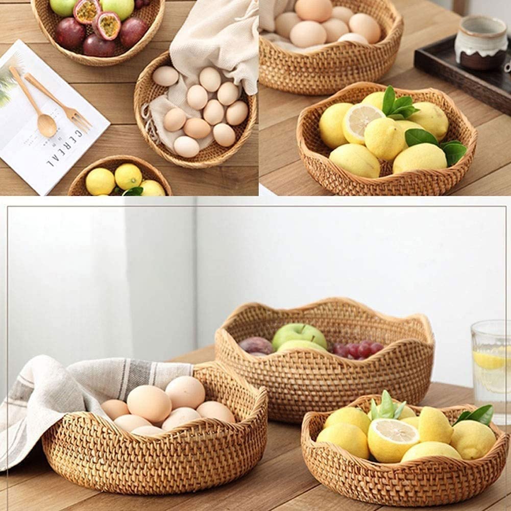 Patera na Owoce Miska na Owoce Kosz na Owoce Rattan Przechowywanie Kosz Ręcznie Tkany Wielofunkcyjny Kosz Owocowy Salon Bread Kosz Wiklinowy Wiklinowy Kosz Dekoracje Wykwintne prezenty Stojak na Owoce