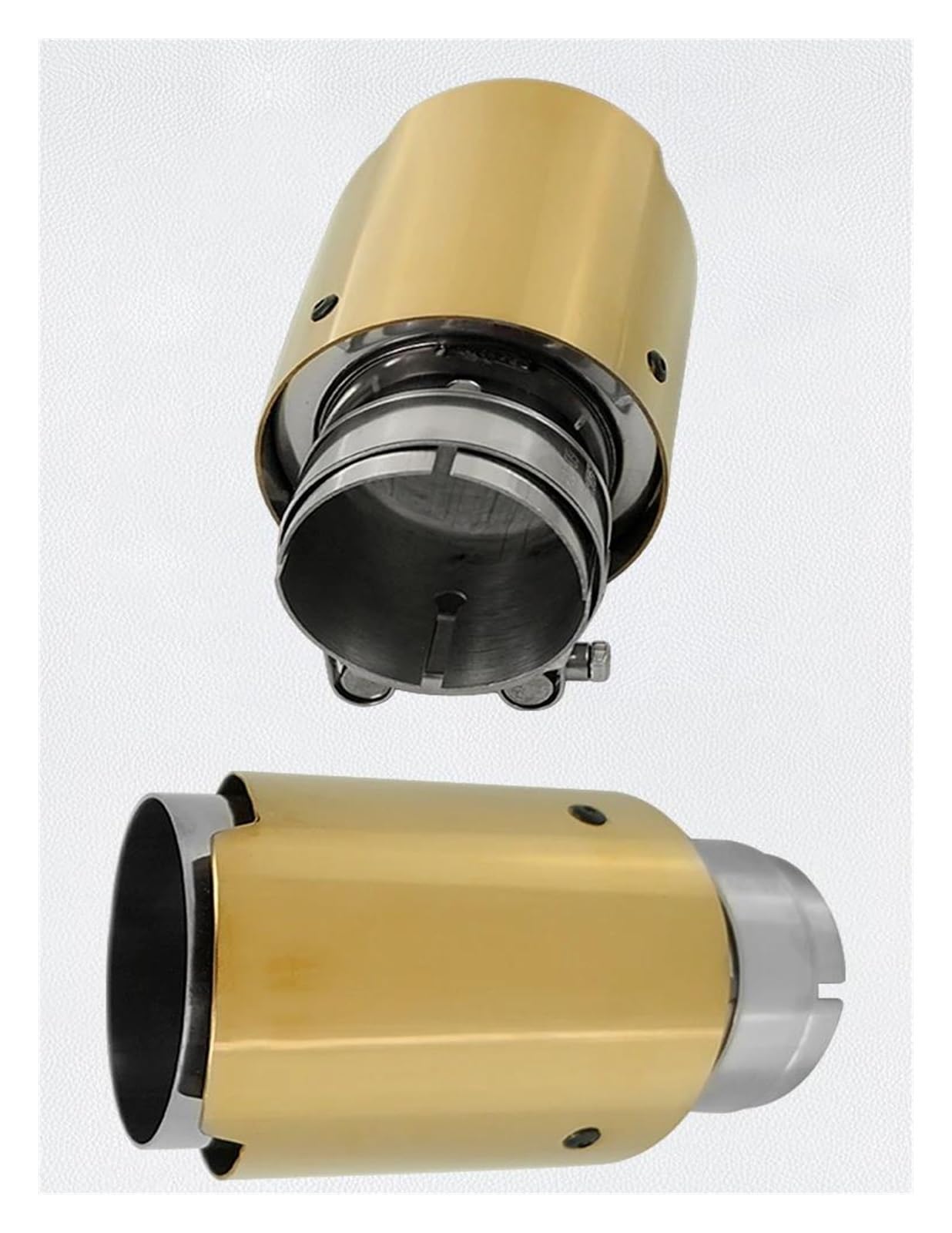 Punta De Escape Universal Inoxidable Con Placa Dorada - Entrada 63 Mm, Salida 89 Mm, Para Coche