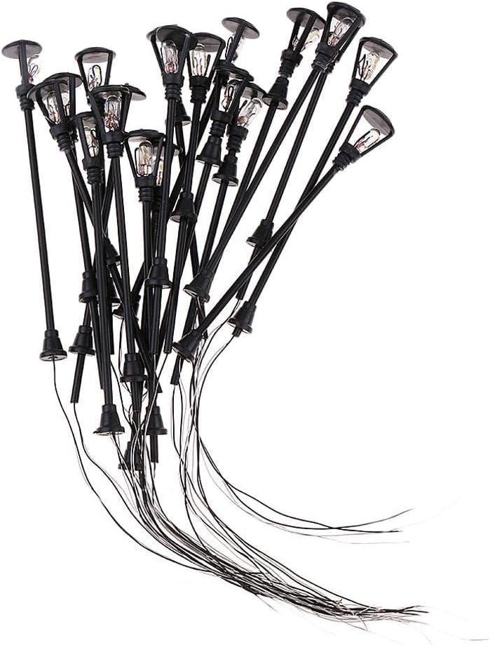 20Pcs 1:100 Model Railway Led Lamppost Lamps Street s HO Scale DIY 7cm 6V Model for Miniature Garden Street Dollhouse Landscape - Black?#4