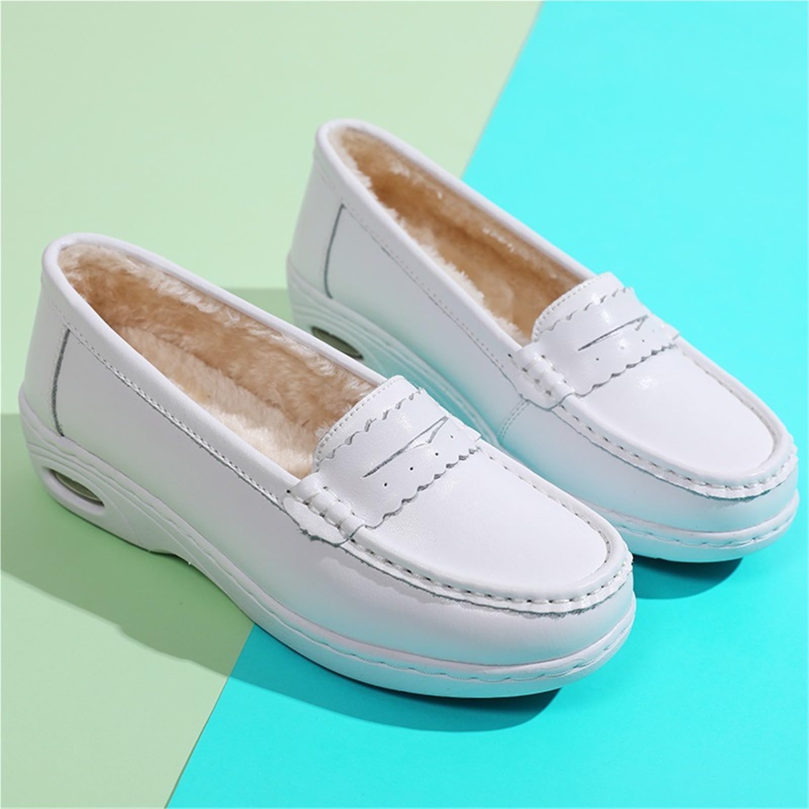 Sandalias Ortopédicas para Mujer, Zapatos De Enfermería Ligeros Transpirables Sin Cordones Y Antideslizantes para Mujer, Mocasines Blancos Restaurante Que No Cansan Los Pies
