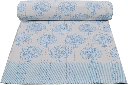 Miniatura 2 de V Vedant Designs Colcha Kantha con estampado de bloques a mano, funda de cama Kantha de algodón, colcha Kantha india, colcha de tamaño Queen Kantha,