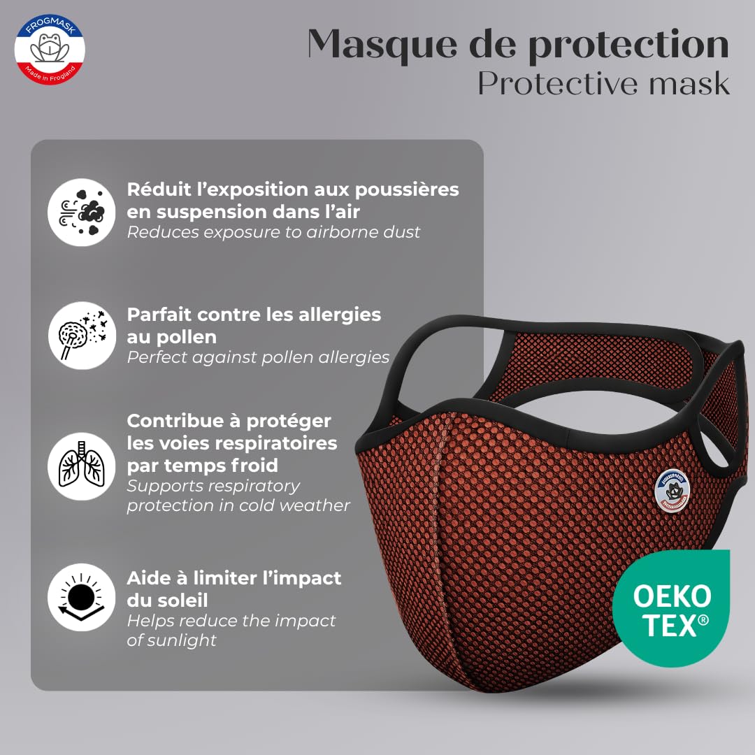 FROGMASK – Staubschutzmaske – Fahrrad – Motorrad – Unisex – waschbar – wiederverwendbar + 1 FFP2-Filter