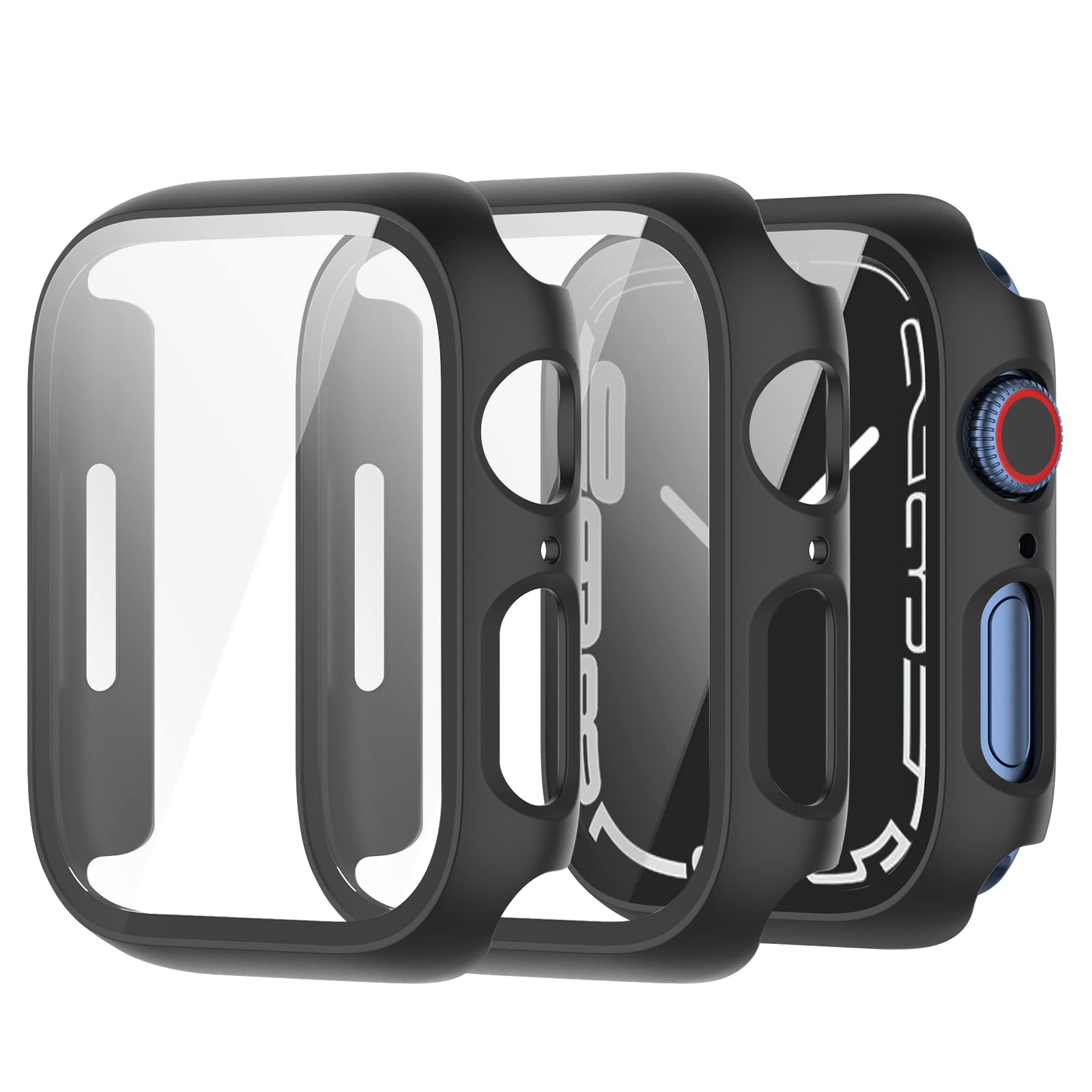 2 Pack) T Tersely Case Compatible with Apple Watch Series 7-45mm, Built-in  Thin HD Tempered Glass Screen Protector Overall Cover Replacement for iwatch  7 2021 (Black): Screen Protectors \u0026 Foils: Amazon.com.au