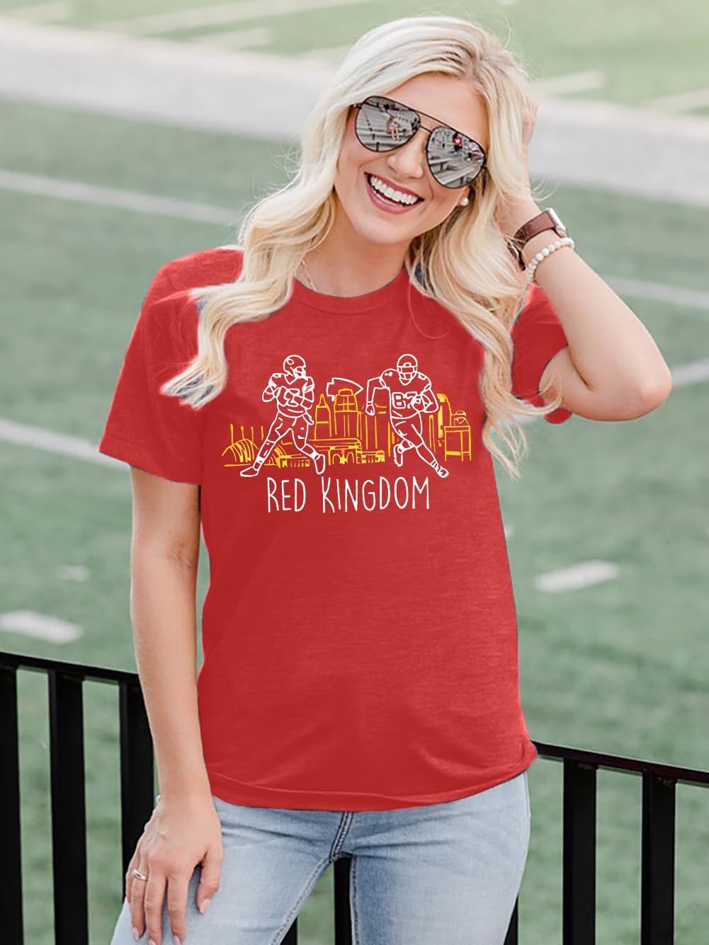 Football Shirts Women Game Day V Neck Top Football Team Fan Tee Mom Shirt
