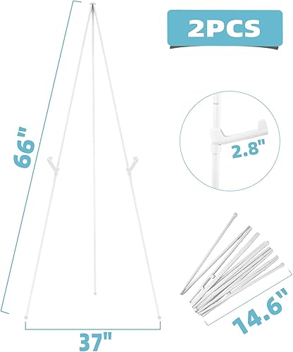 Vista 16 de Caballete negro de 3 piezas para soporte de letrero de boda, caballete de arte ligero ajustable de 66 pulgadas para exhibición, letrero de boda