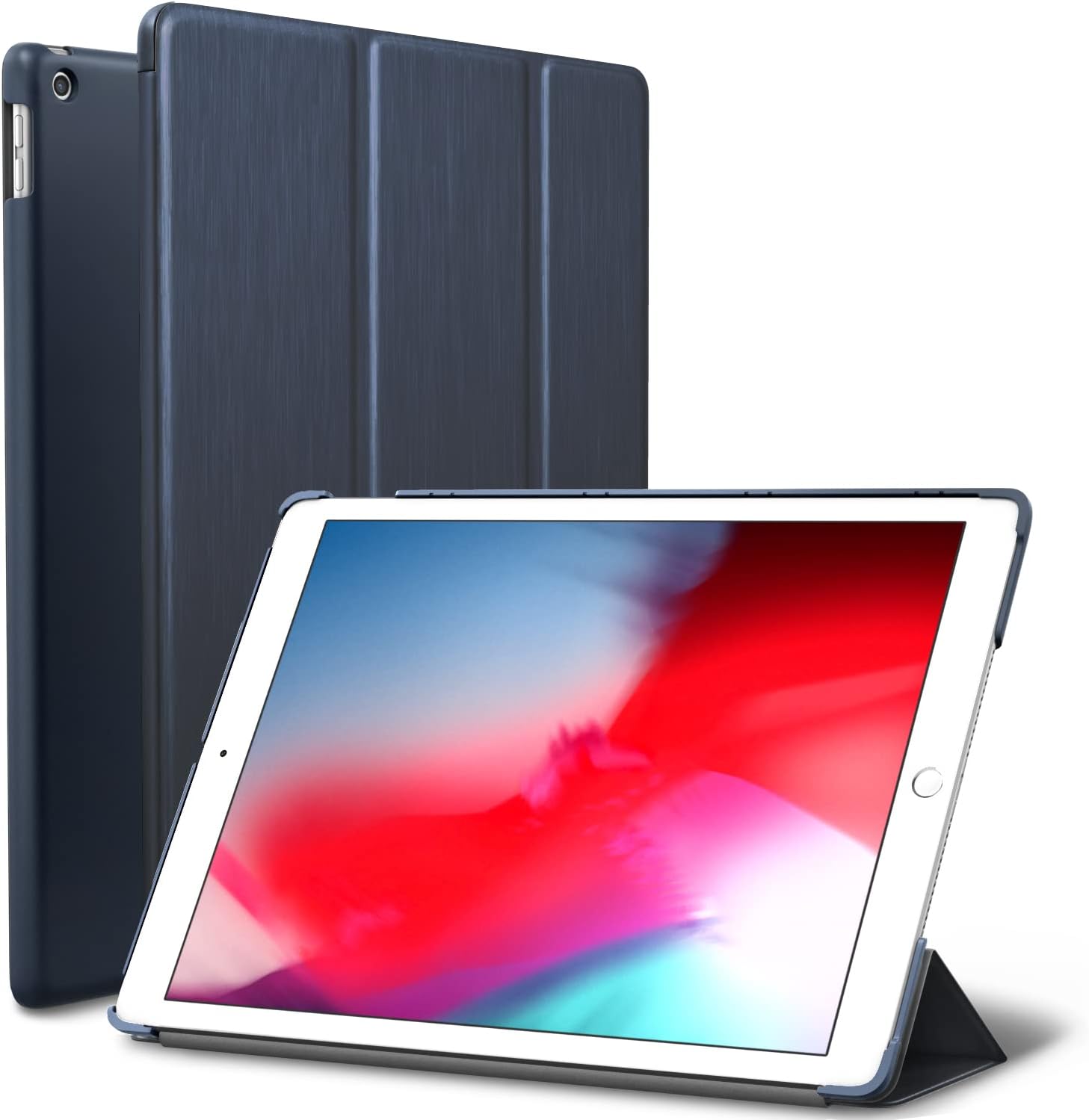 iPad Mini 5 case, ROARTZ Metallic Navy Blue Slim Fit Smart Rubber Coated Folio Case Hard Cover Light-Weight Wake/Sleep for Apple iPad Mini 5th Generation 2019 Model A2133 A2124 A2126 7.9-inch Display