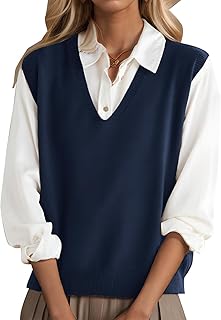 Niffouu Sweater Vest Women Y2K Sleeveless Preppy Style Knitted Crop Tops Slim Fit Lightweight V Neck Tank Top Outwear