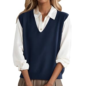 Sweater Vest Women Oversized Knit V Neck Tops Sleeveless Tunic Sweater Outdoor Casual Lightweight Winter Fall Vest