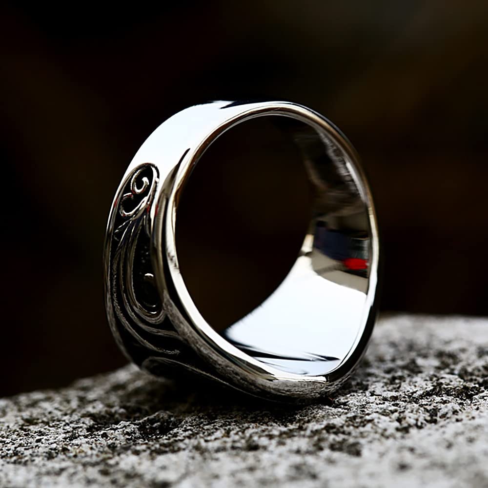 Anillo De Sello Para Hombre De Acero Inoxidable - Diseño Árbol De La Vida, Talla #27 (67 Mm), Plata, Regalo Elegante