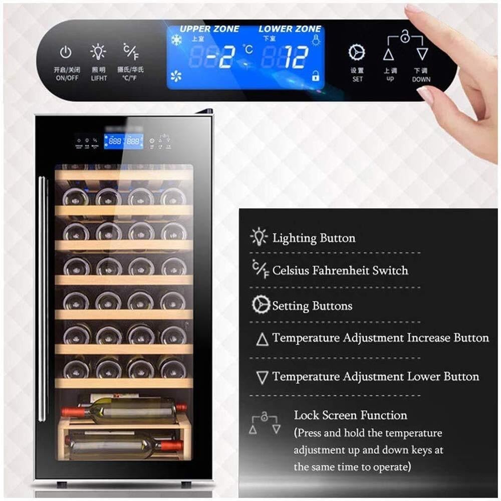 Multifunctional Wine Refrigerator, 5-22°C Temperature Range, Free-Standing or Built-in Wine Cooler with Silent Compressor, Glass Door
