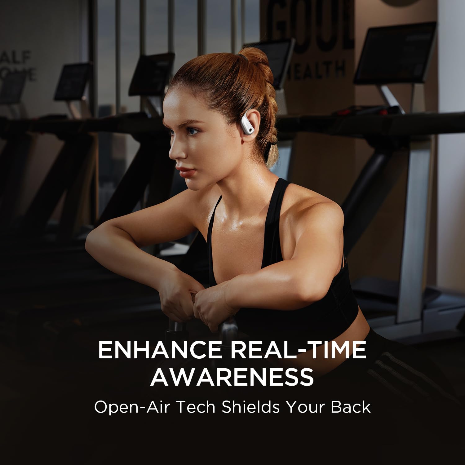 1MORE Pasuje do otwartych słuchawek dousznych S50, Open-Ear True Wireless Bluetooth z mikrofonem, słuchawki douszne z haczykami na uszy dla wygodnego noszenia, IPX7, szybkie ładowanie, czas