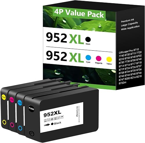 952XL Big Capacity Ink Cartridges Replacement for HP 952 XL Combo Pack