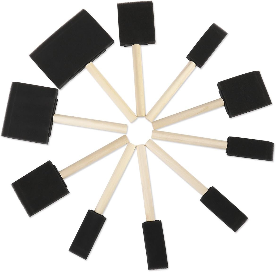 ROSENICE Foam Brush Painting Sponge Tool with Hardwood Handles Pack of 10
