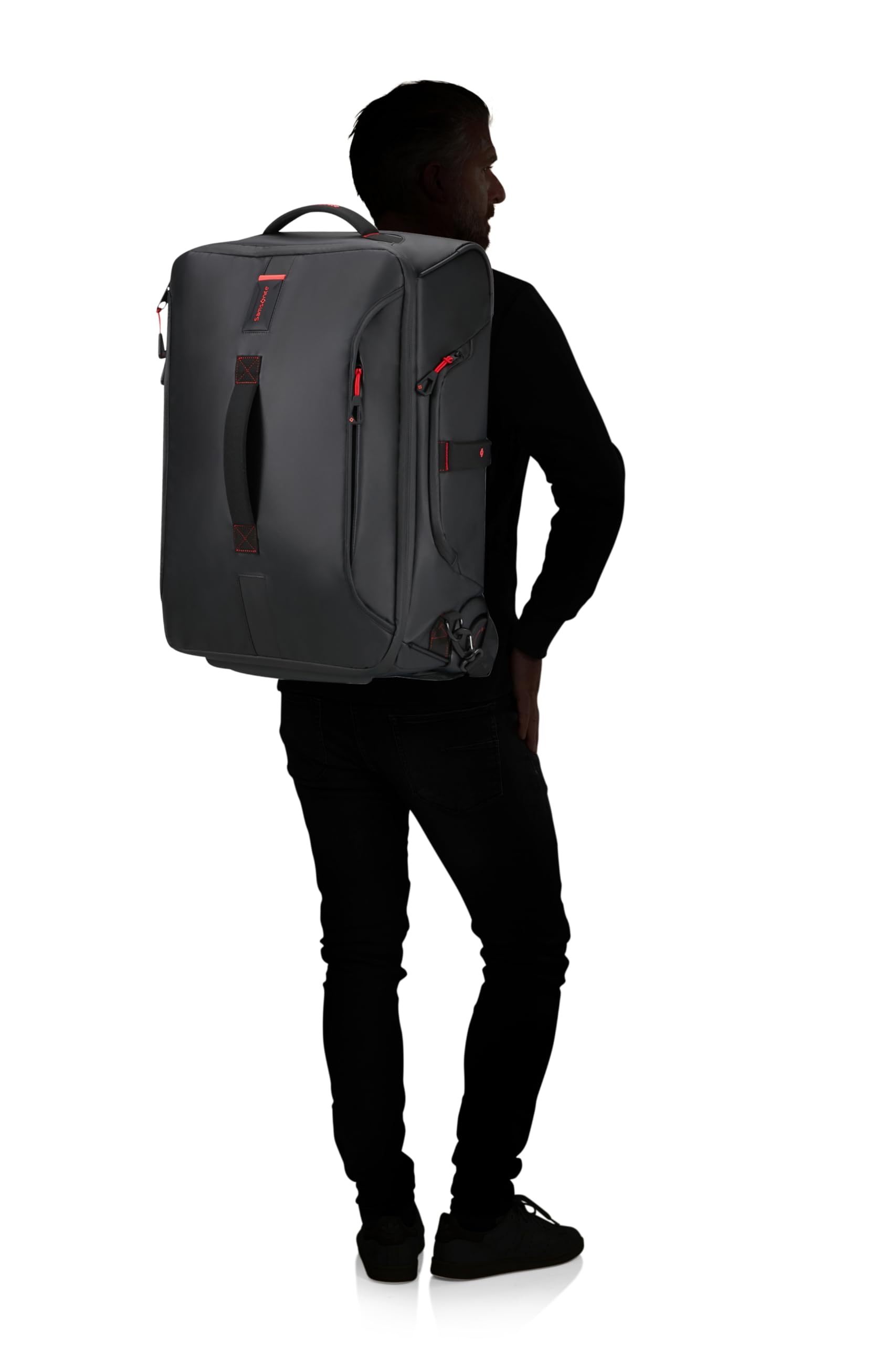 Samsonite Paradiver Light - Bolsa de Viaje con Ruedas y Función Mochila (55 cm), Small, Equipaje de Mano, Repelente al Agua, Ligero, 51L, Negro (Black)