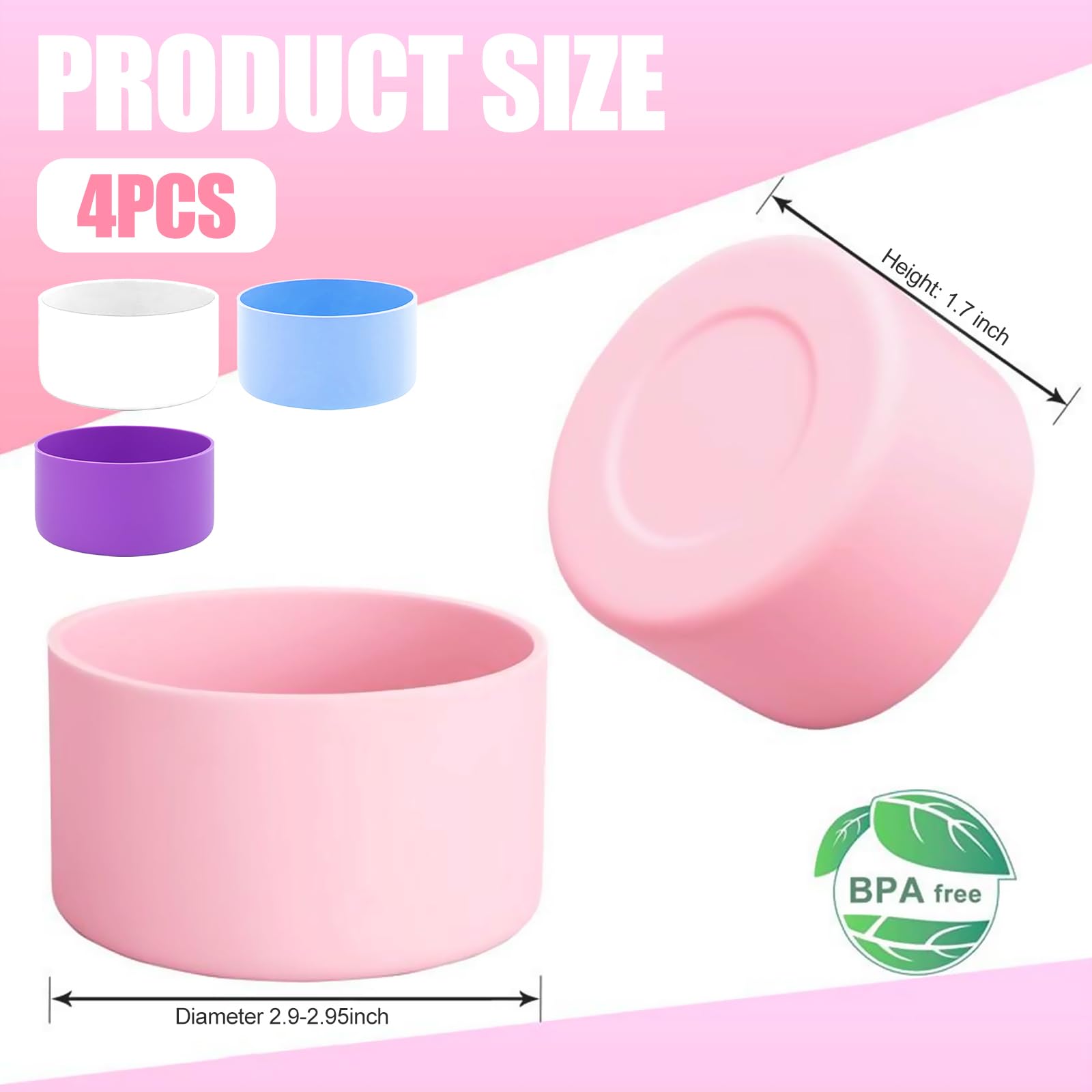 4 Pezzi Manicotto in Silicone per Stanley Cup, Copri Stivale in Silicone per Bottiglia d'Acqua, Copri Bottiglia d'Acqua, per Stanley Quencher Adventure 40oz e IceFlow 20oz 30oz