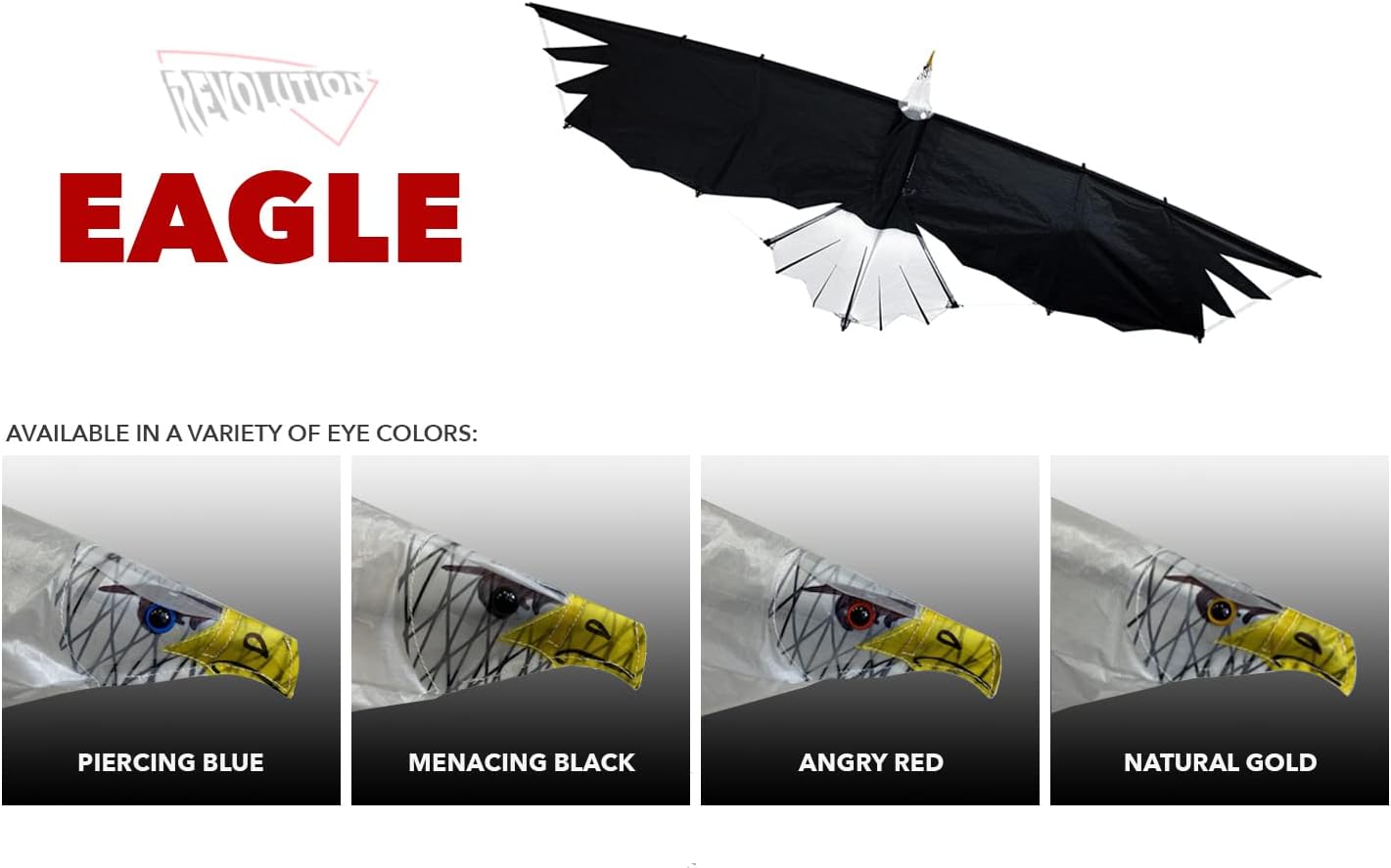 Revolution Kites 3D Eagle Quad-Line Stunt Wing 8 ft (Novices to Pros) - Ultralight Carbon Fiber Design - Launch from Anywhere - Precision Control for Soaring and Tricks - Includes Club 38 Membership