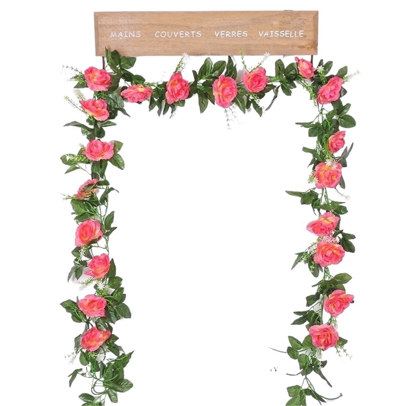 Rosa Artificiale Fiori di Seta 1/2 pz 2, m Artificiale Rosa Vite 10 teste Fiori Artificiali in Plastica Casa Giardino Interno Arco for Matrimoni Decorazione Rose Rattan Ghirlanda Piante