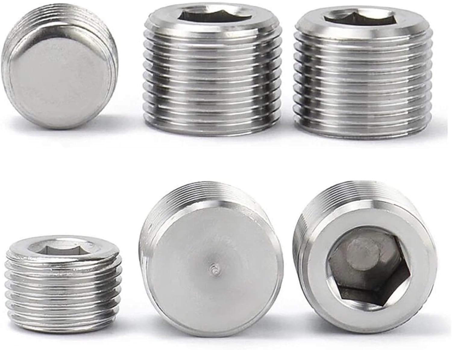 1/16 1/8 1/4 3/8 1/2 3/4 1 1-1/4 1-1/2 2 Inch External Thread 304 Inner Hexagon Socket Allen Head Bolt End Cap Plug(1Piece 1-1 2,PT)