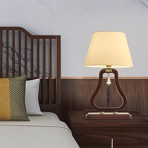 Miniatura 8 de Lámpara para escritorio, lámpara de mesa de noche, estilo retro, sala de estar, estudio, sala de té, lámpara de tela de madera maciza, lámparas de
