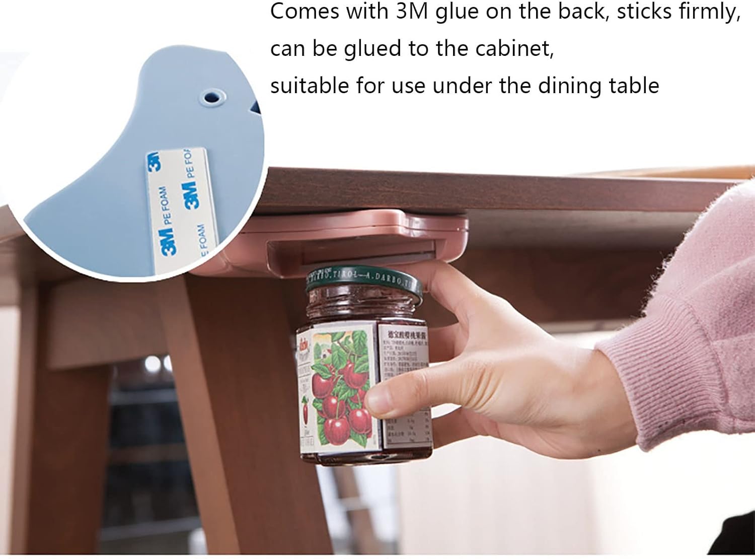 Can Opener Creative Lid Opener Under The Cabinet Self-adhesive Jar Bottle Opener Top Lid Remover Helps Tired or Wet Hand Random (Color : Orange)