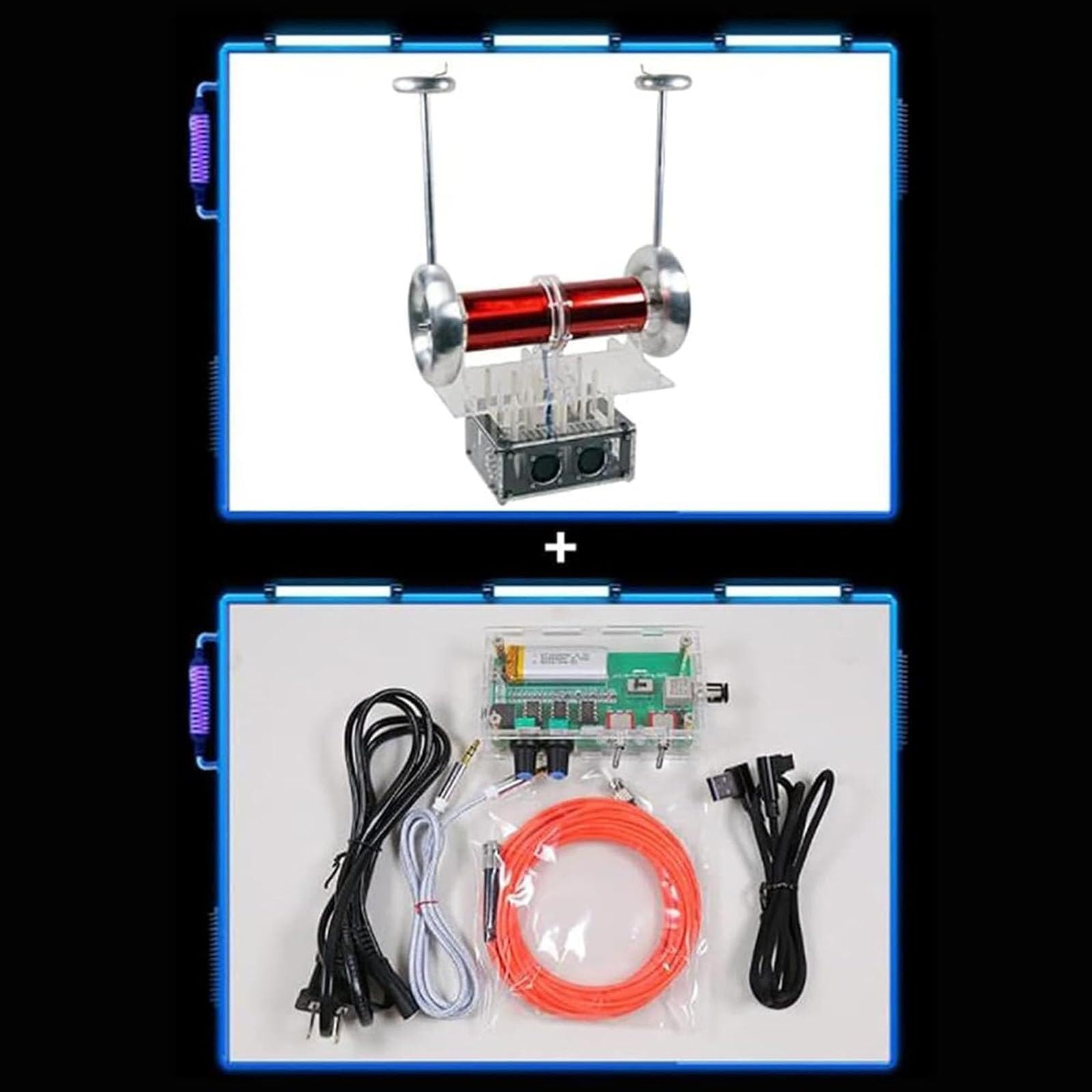 Muzyczna cewka Tesli, dwubiegunowa cewka SSTC Tesla, interfejs audio 3,5 mm, można wprowadzić muzykę Quare Wave, model nauczania eksperymentu naukowego, do nauczania demonstracji