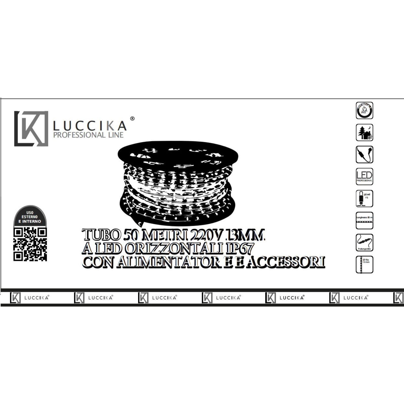 Luccika LED-Lichterschlauch 50 m, transparentes PVC, 36 LEDs/M, IP67 innen und außen, zuschneidbar und verlängerbar, Touch-Steuerung, professionell für Veranstaltungen und Feiertage (RGB)