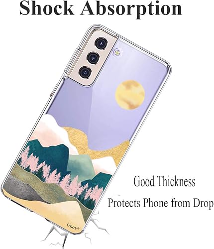 Miniatura 6 de Unov Funda transparente para Samsung Galaxy S21 5G de 6.2 pulgadas (poliuretano termoplástico) con absorción de golpes, diseño delgado en relieve,