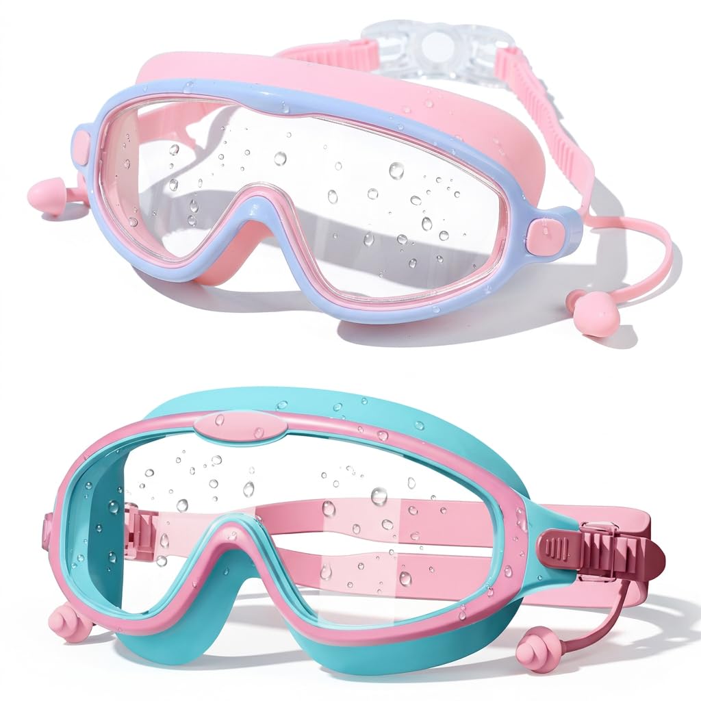 2 PCS Kids Swimming Goggles, Swimming Goggle Kid, Girls Swimming Goggles, For Aquatic Activities, Comfortable Fit with Adjustable Strap, Leak-Proof Design for Pool and Beach Use, For Young Swimmers