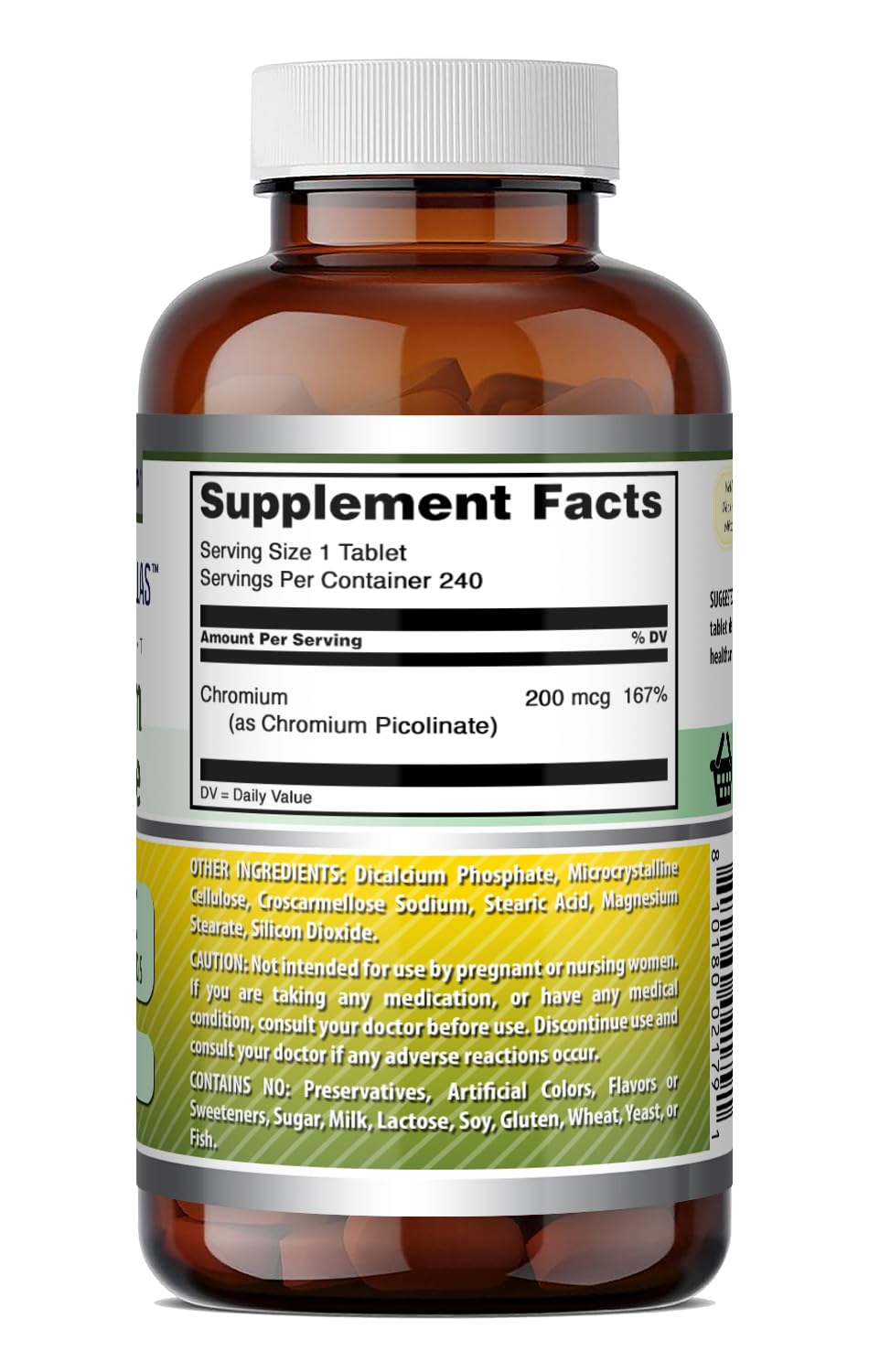 Amazing Formulas Chromium Picolinate 200 Mcg | Tablets Supplement | Non-GMO | Gluten-Free | Made in USA (1 Pack | 240 Count) — Amazon image 5