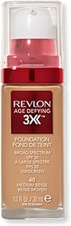 Liquid Foundation, Age Defying 3XFace Makeup, Anti-Aging and Firming Formula, SPF 30, Longwear Medium Buildable Coverage with Natural Finish, 040 Medium Beige, 1 Fl Oz