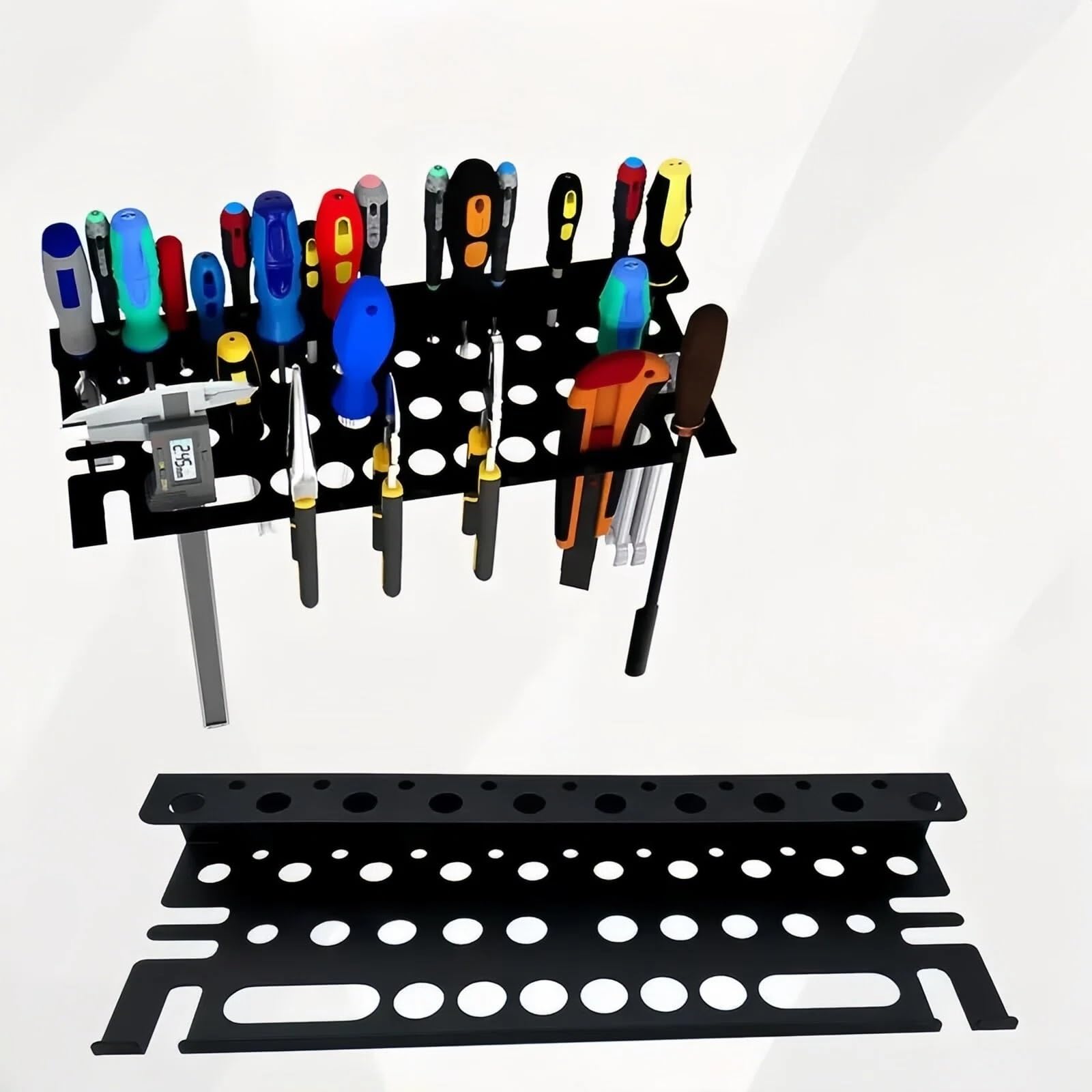 Carbon Steel Garden Tool Rack 40cm | Save wall space and declutter garages, balconies & sheds with this robust carbon steel tool rack, easy to install.(Style01)