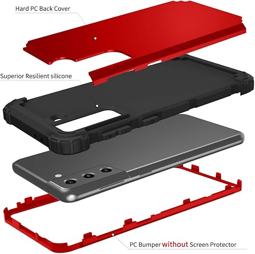 Miniatura 9 de Asuwish Funda de teléfono para Samsung Galaxy S21 FE 5G cubierta dura a prueba de golpes de silicona suave parachoques híbrido de tres capas agarre