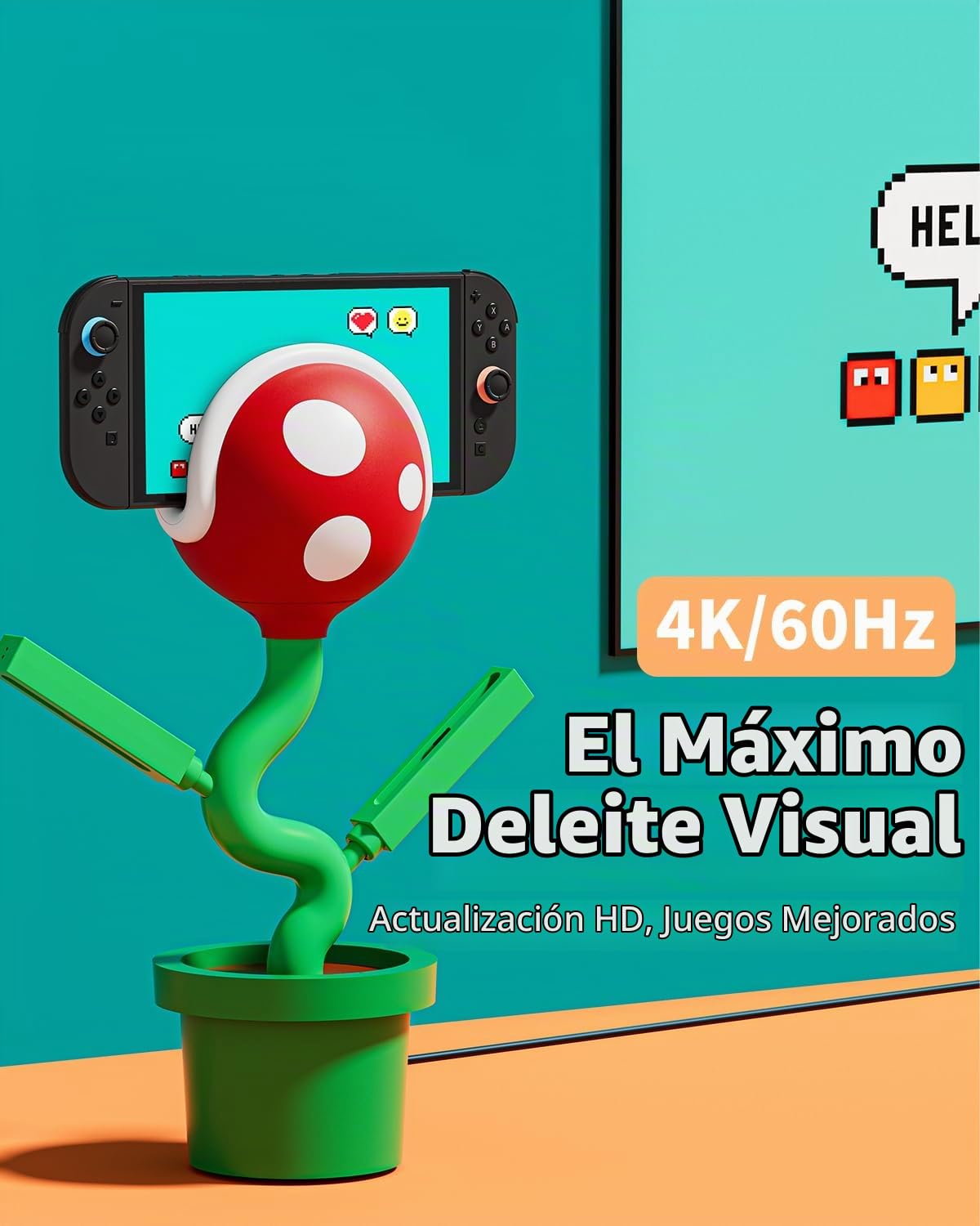 Estación de acoplamiento Switch para Nintendo Switch 2/Joypad, POWKONG Estación de acoplamiento de TV Switch 2 de 4K 60Hz Adaptador, Cargador de soporte Piranha 2 con puertos HDMI/USB 2.0/USB-C