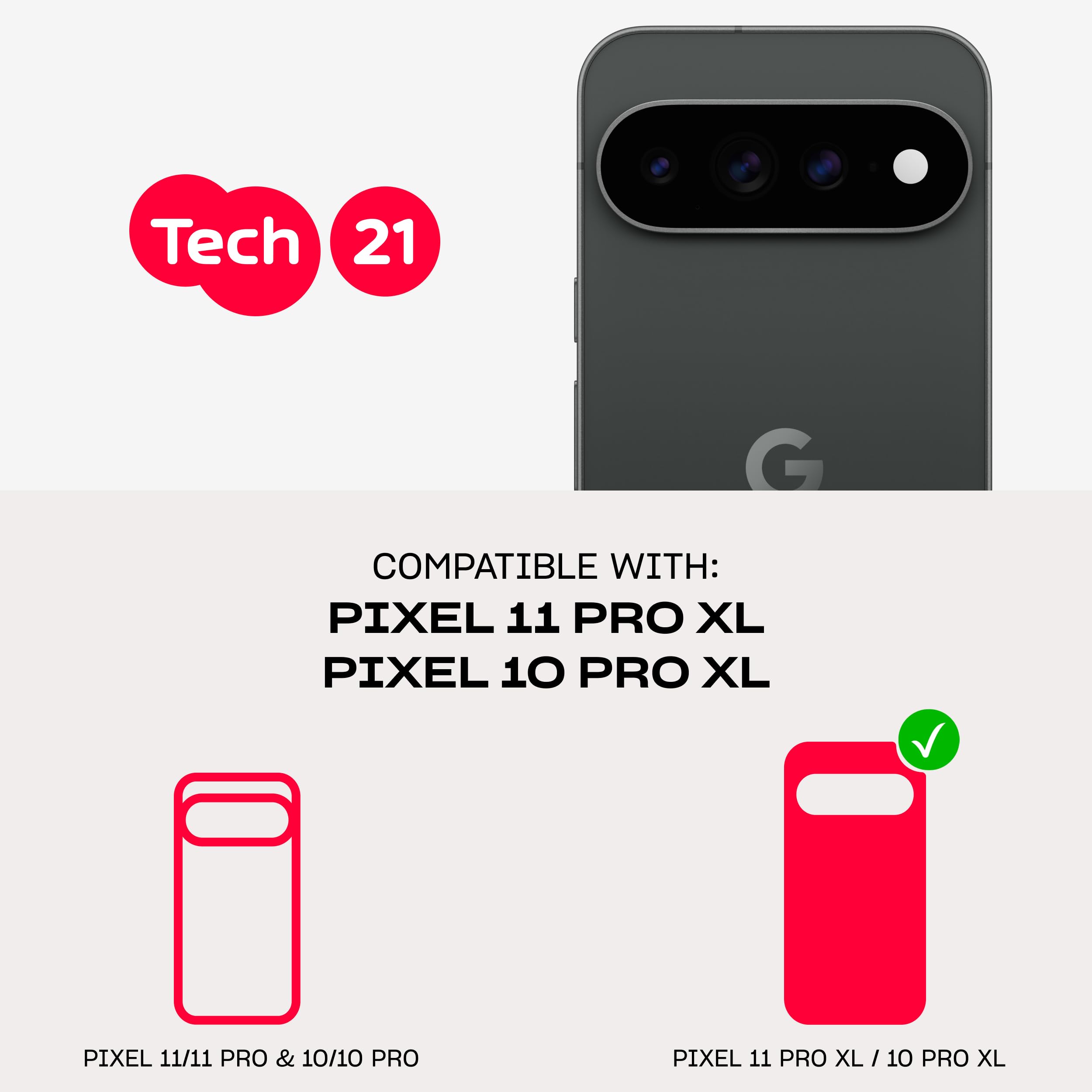 tech21 EvoClear - Funda con imán para Pixel 11 Pro XL | Transparente