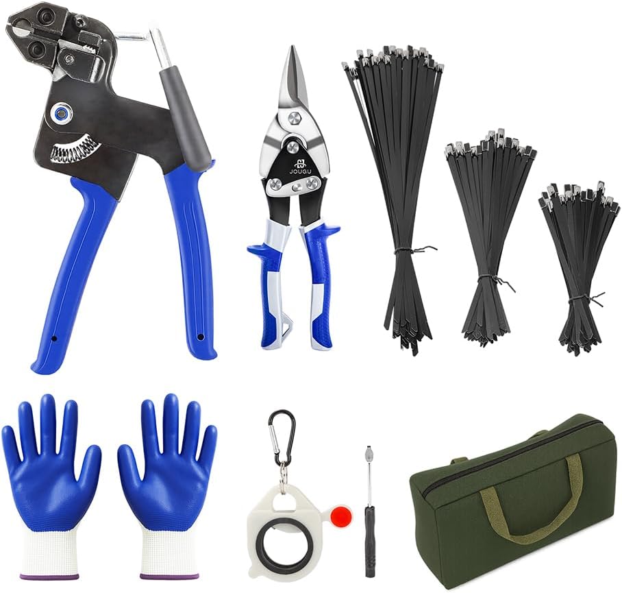 Metal Zip Ties Black 100pcs Stainless Steel Epoxy Coated Locking Cable Heavy Duty Exhaust Wrap Multi Purpose Binding for machinery, vehicles, farms, cables, pipes,Fence