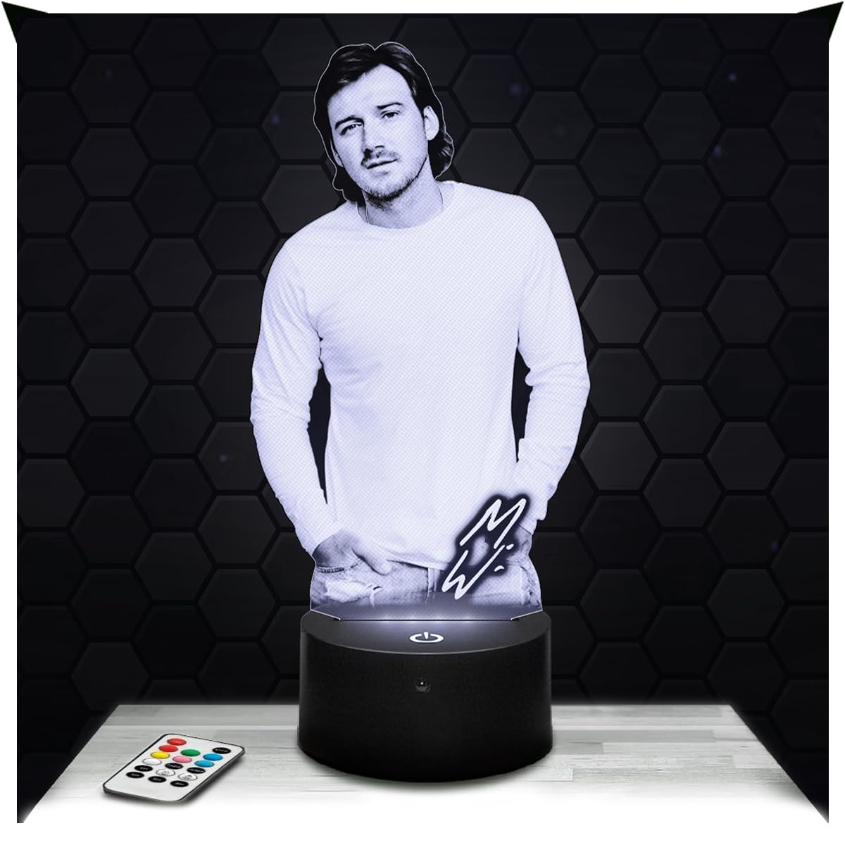 Lampephoto.fr - 3D Lamp Morgan Wallen American Singer and Composer, Touch LED Night Light, 3D Hologram Effect, Christmas Birthday Gift Idea for Men and Women, Bedroom Decoration Object — image 1
