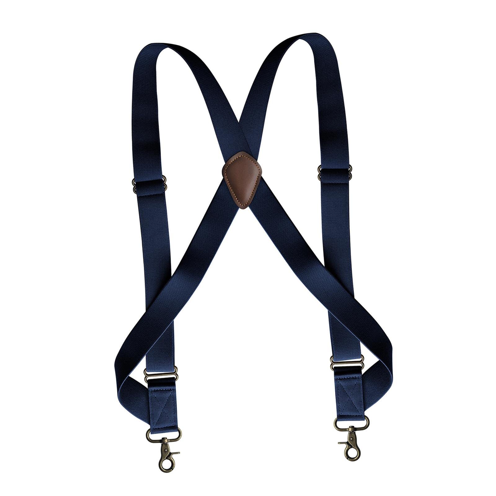 Tirantes para hombre con gancho giratorio en forma de X elásticos de 1.4 pulgadas de ancho, tirantes ajustables, color negro