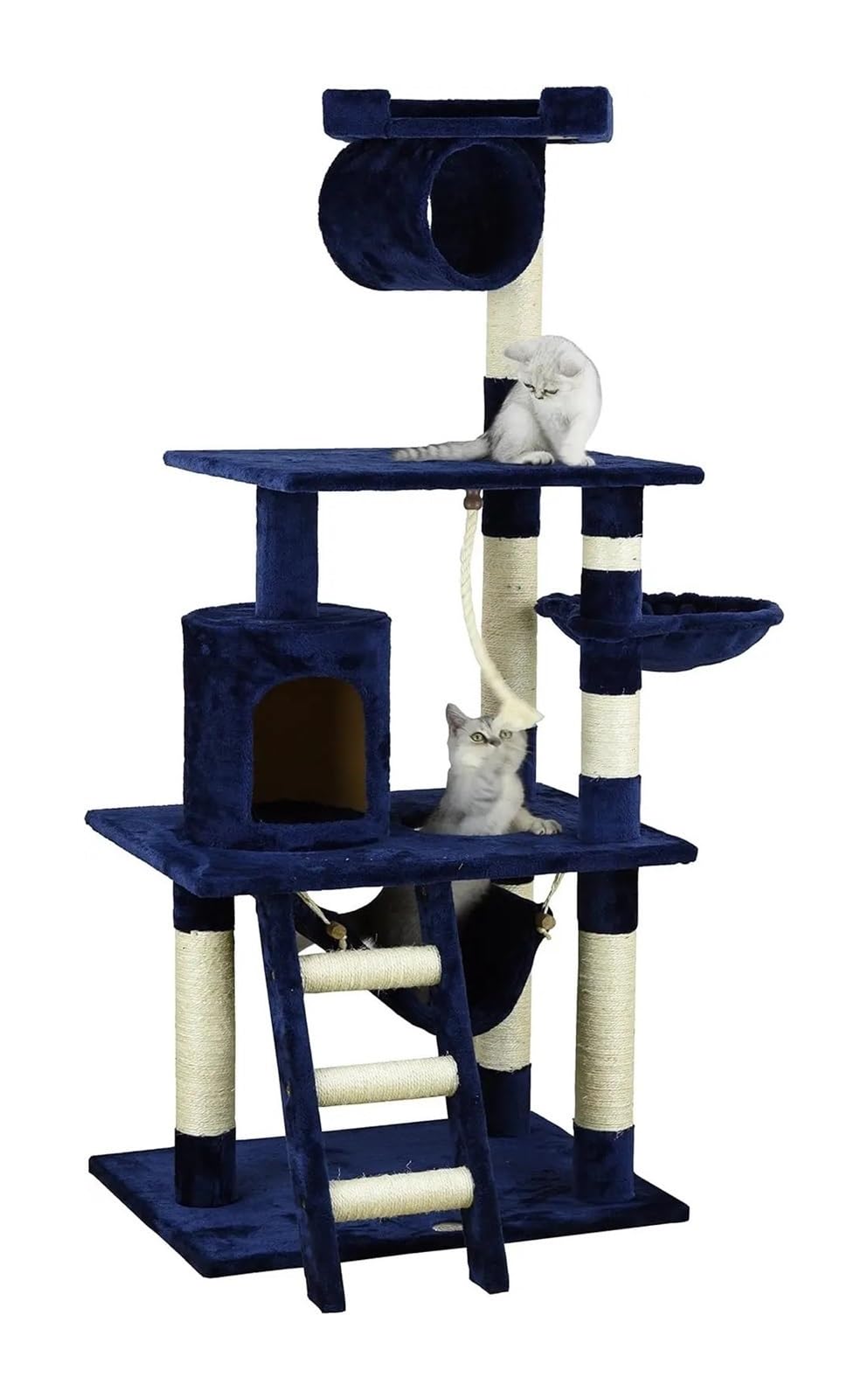 Generisch Kratzbaum für Katzen, Kunstfell-Finish, Sisalseil-Kratzbaum, 157 cm hoch, Kunstfell-Finish, Sisalseil-Kratzbaum, 157 cm hoch, für kleine, mittelgroße und große Katzen, Kratzbaum (blau)