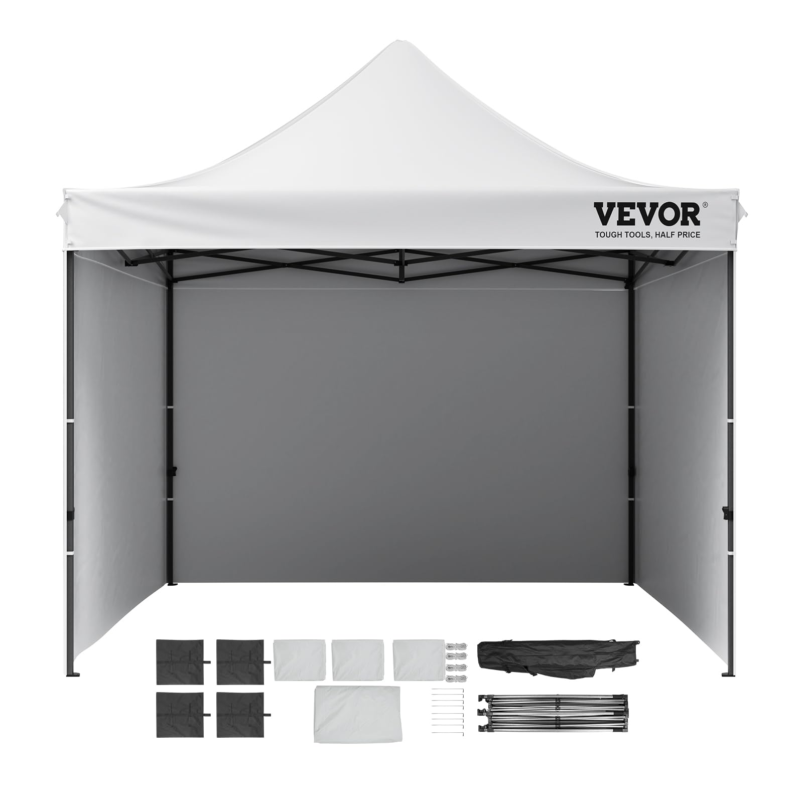 VEVOR Tonnelle Pop-up 304,8x304,8 cm Tente Tonnelle Jardin Parois Latérales Amovibles Sac à Roulettes Résistant aux UV Imperméable Tente Gazebo Portable pour Plein Air, Terrasse, Jardin, Fête, Camping