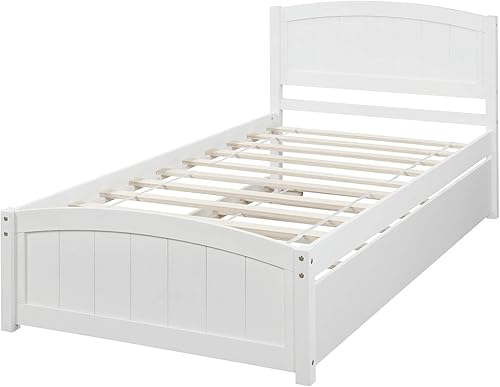 Miniatura 132 de Marco de cama moderno de madera maciza con cajones, plataforma de cama con soporte de listones de madera, no necesita somier, tamaño individual,