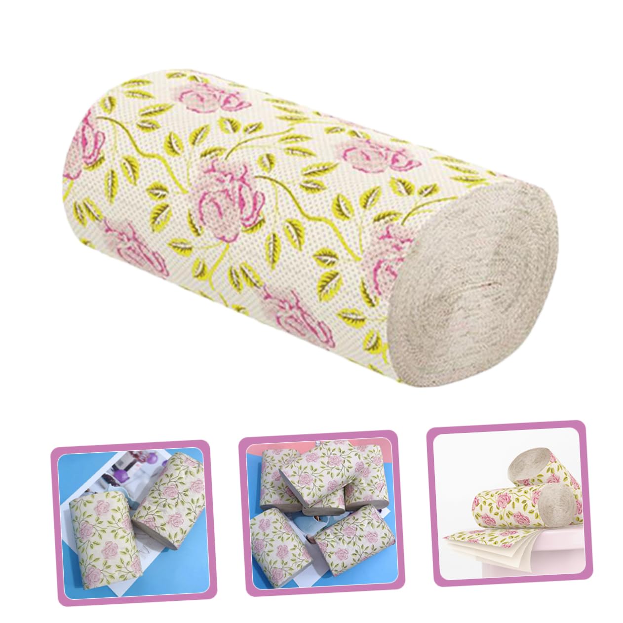 KOMBIUDA Carta Igienica in Pasta di Bamboo con Decorazioni a Rosa, 10 Pezzi senza Nucleo, Multipurpose e Pratica per Uso Domestico e Ufficio