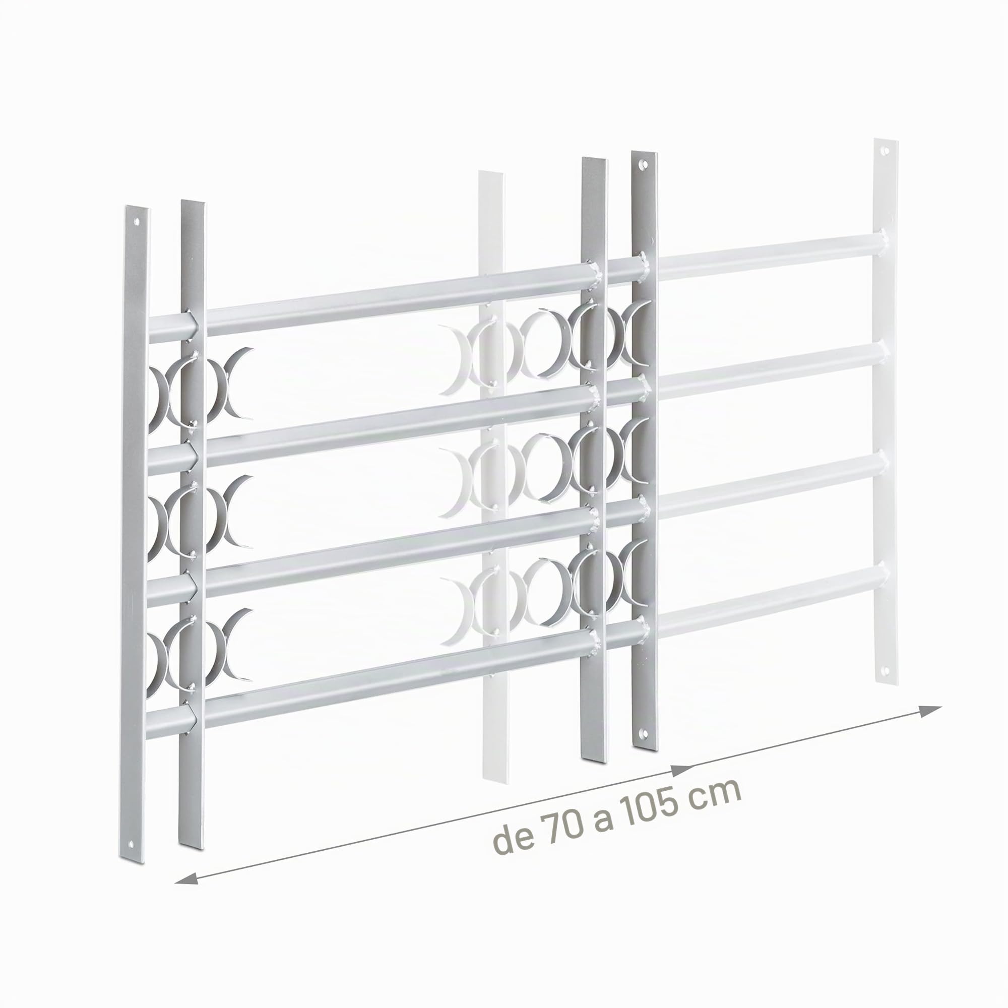 Relaxdays Reja para ventana, extensible, acero galvanizado, reja de seguridad, gris, 600 x 700-1050 mm