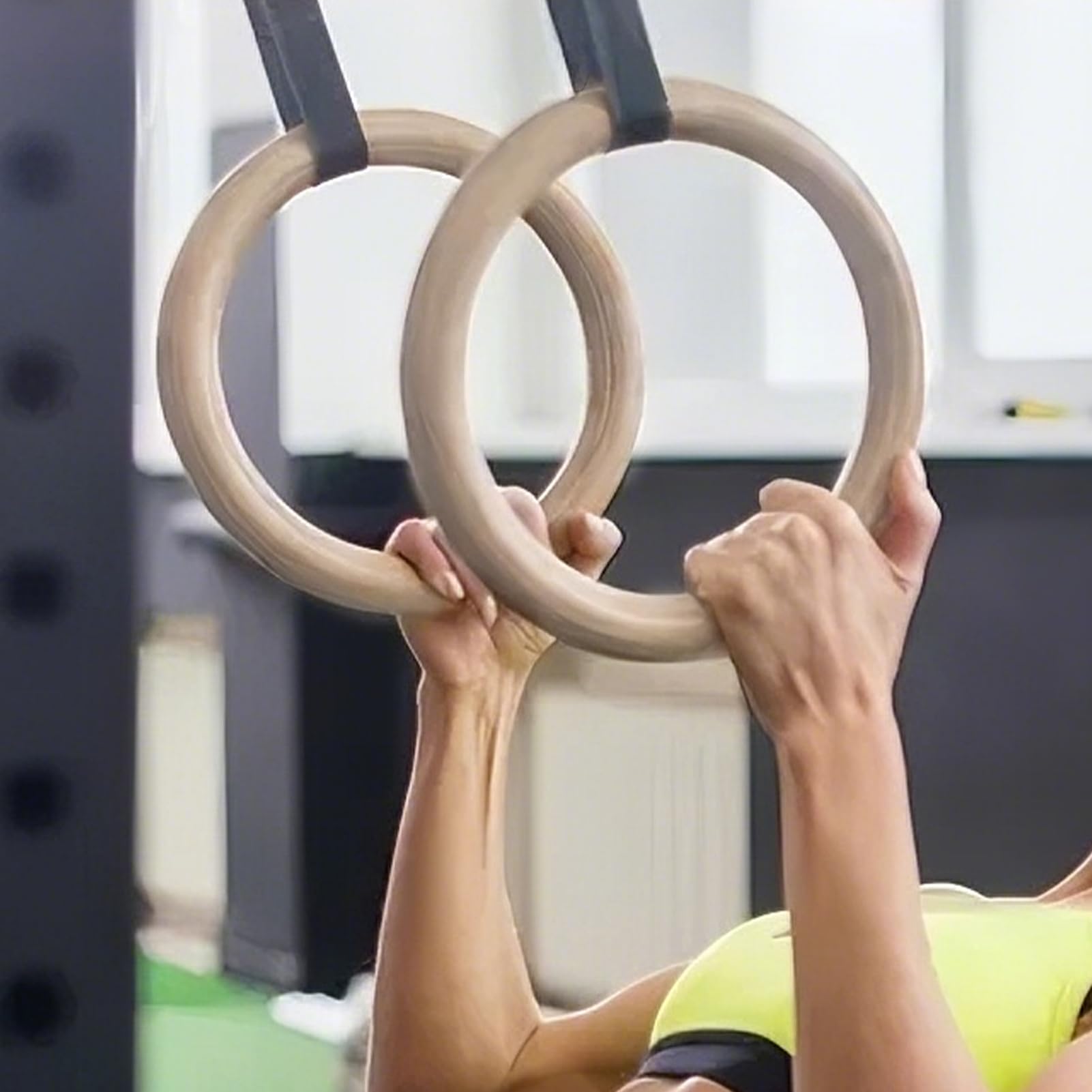 Pierścienie gimnastyczne z ergonomicznymi uchwytami do treningu, do użytku wewnątrz i na zewnątrz, akcesoria do fitnessu w domu, trwały sprzęt treningowy