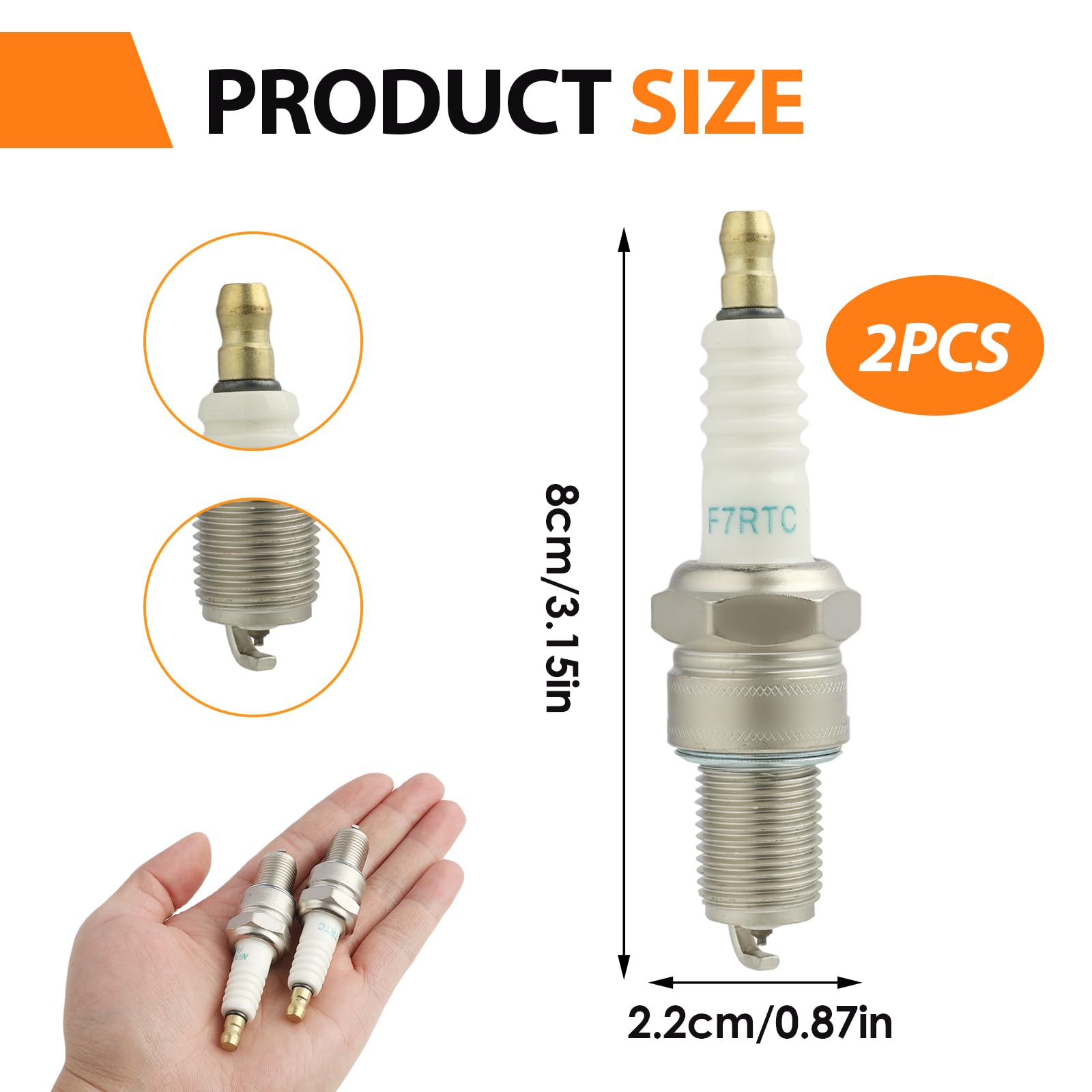 F7RTC Candele di Accensione Sostituire, 2 Pièces candele di accensione, compatibile con NGK 5534/BPR7ES V-line-19, Bos ch 7992/WR5DC Candela Auto, 4038/WR5DP, per la Auto Moto Tagliaerba